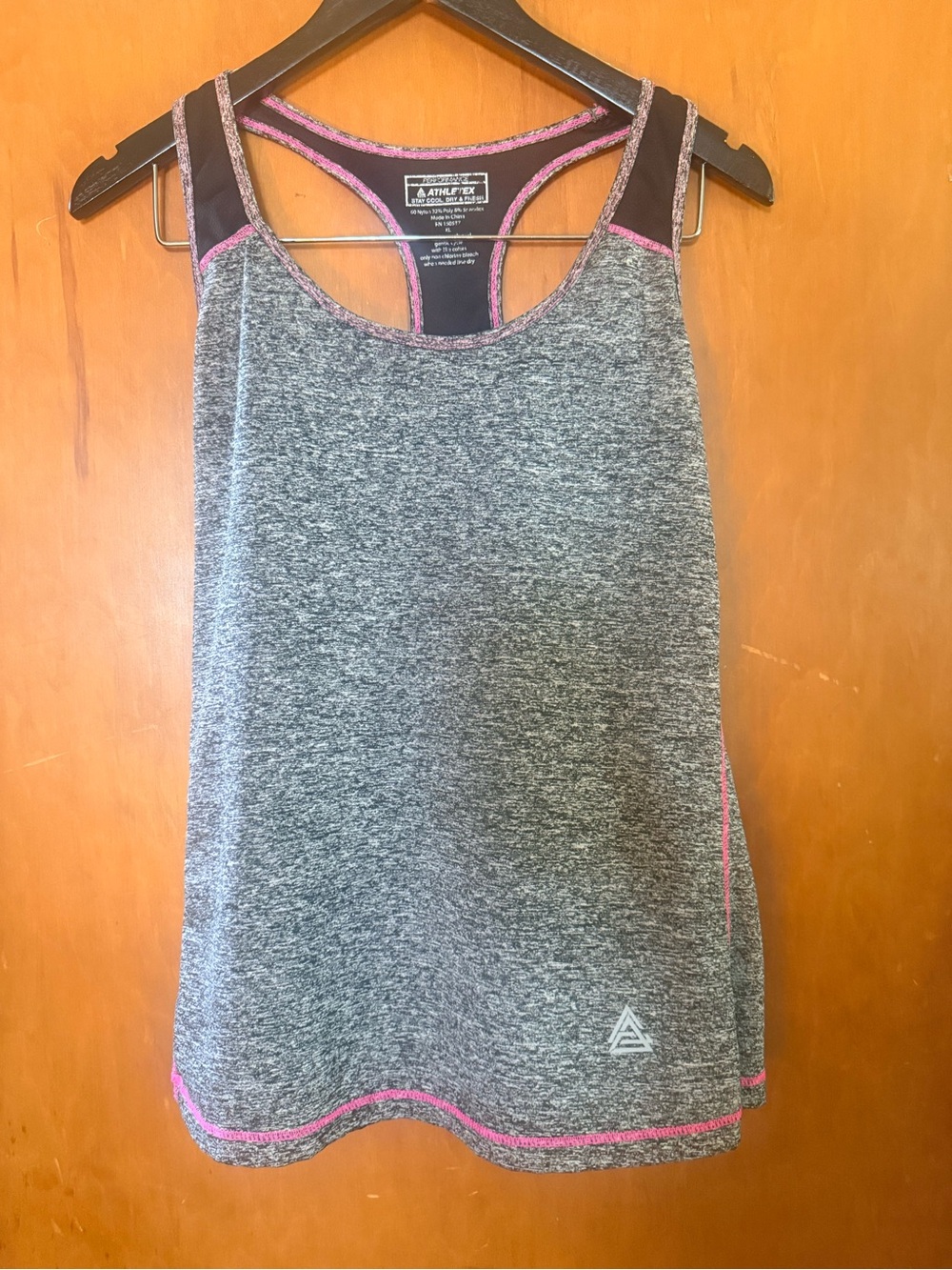 Athletex Women's Gray Heather Racerback Tank with Pink Trim